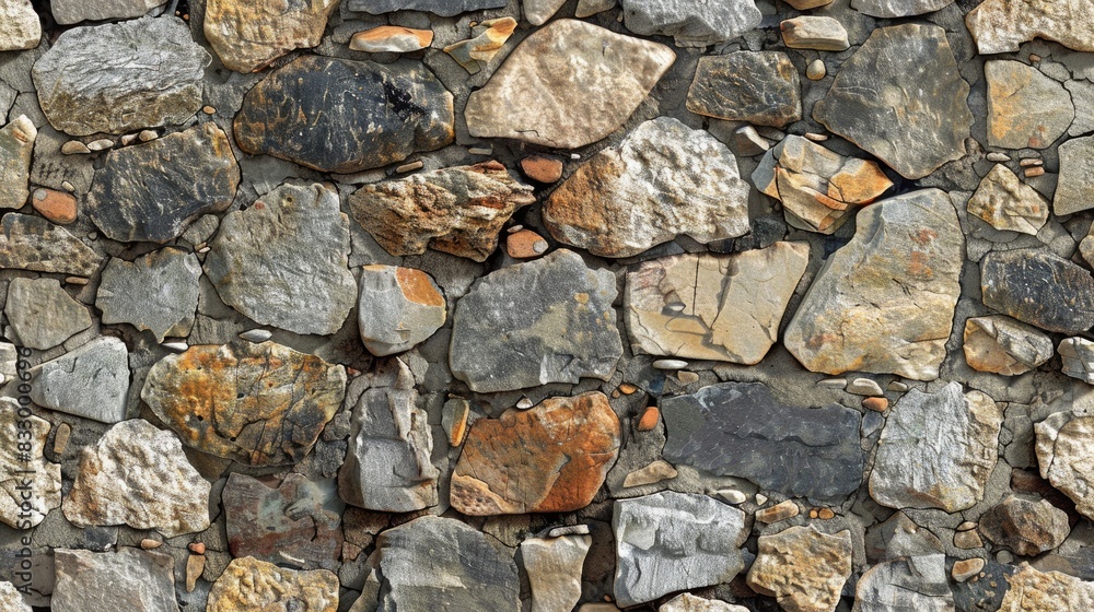 Aufkleber seamless stone wall background with large stone elements and a textured mix of differently arranged 
