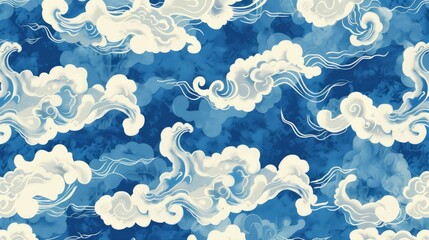 Designs enhanced by patterns of white clouds on a sky background