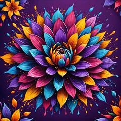 The painting shows a colorful flower with petals and a stem.