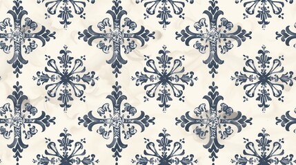 Seamless pattern of hand-drawn Christian crosses with intricate details and floral accents, creating an elegant and spiritual design