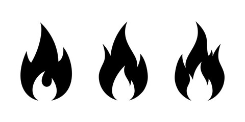 Fire flame icon set in generic style. Bonfire, burn concept
