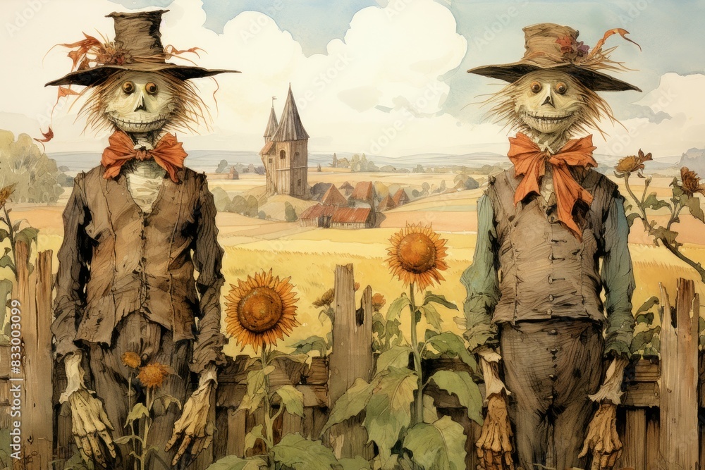 Canvas Prints Scarecrows - Generative AI