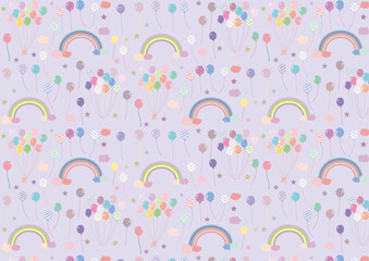 ファンシー　虹と風船と星パターン2