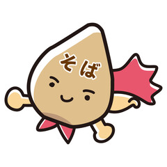 そば（そばの実）のヒーローキャラクターのイラスト