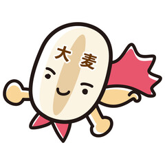 大麦のヒーローキャラクターのイラスト