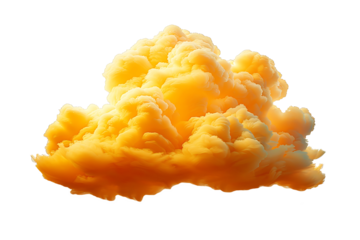 Yellow clouds isolated on transparent background. PNG