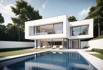 Modern luxury house with a swimming pool