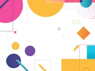 Geometric abstract background, flat design, rule of thirds, white background, bright colors, graphic
