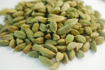 close up of Cardamom on white background 