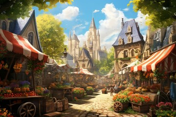 Obraz premium Farmers' markets - Generative AI