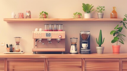 Coffee Station A coffee machine or coffee bar, symbolizing a communal area for coffee breaks