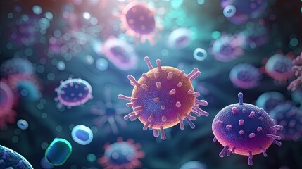 Obraz premium Close-up of microscopic bacteria and virus-cell seen from a microscope