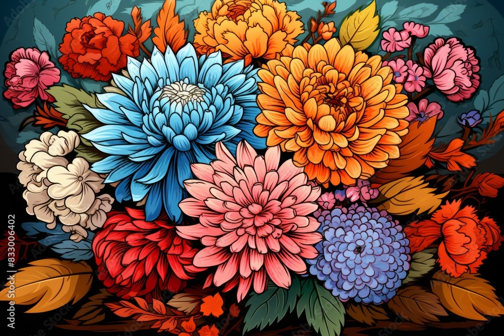 Canvas Prints Autumn flowers - Generative AI