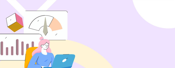 Flat vector illustration of business people operating work scene
