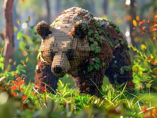 Camouflaged Bear Resting Amid Lush Forest Foliage