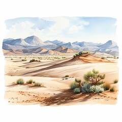 A watercolor of a desert