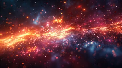Obraz premium Vivid cosmic scene with colorful nebula and stars, showcasing the beauty and diversity of the universe in striking colors and detail.