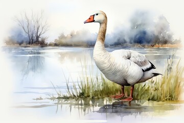 Obraz premium A watercolor of a goose