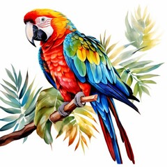 A watercolor of a parrot