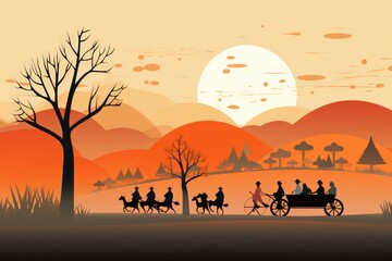 Fototapeta premium Hayrides - Generative AI