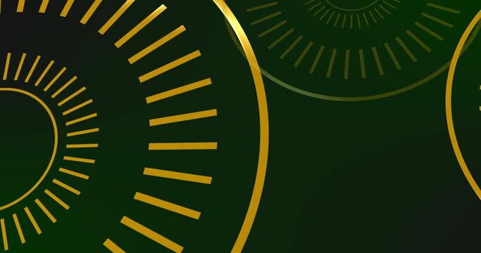 Luxury premium style royal gold ring background seamless loop 4K. Shining bright gold circle ornaments moving elegantly. Animated corporate cosmetics marketing richness beauty products overlay asset.
