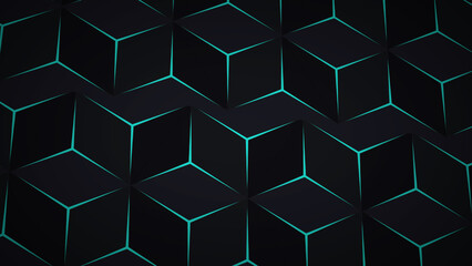 Triangle polygon technology background pattern. Isometric gradient glowing simple grid for computer blockchain data analysis backdrop. Geometric triangle shapes mosaic-like technological science bg.