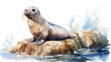 Fototapeta premium A watercolor of a seal