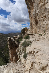 Wooden bridge on the Guadalupe Peak Trail at Guadalupe Mountains National Park, Texas