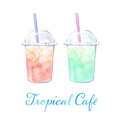 カラフルなトロピカルドリンクのイラスト