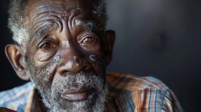 Portrait of a african old man tattoo artist at studio tattoo