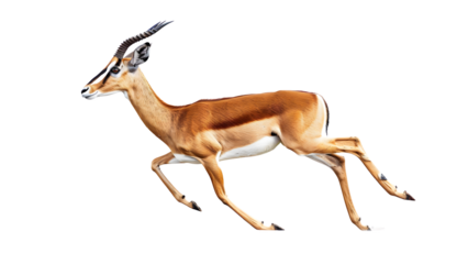 Running deer isolated on a transparent background, PNG, Ai