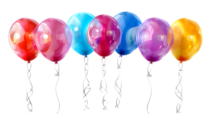 Colorful party balloon isolated on a transparent background, PNG, Ai