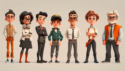 Design a series of cartoon characters, each embodying a different leadership principle, like courage, empathy, and innovation