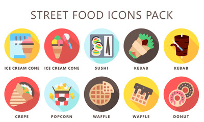 Street food rounded multi color icons pack. Best for UI or UX kit, digital banner, web and app development. vector EPS 10.