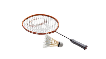 Badminton racket with shuttle isolated on a transparent background, PNG, Ai