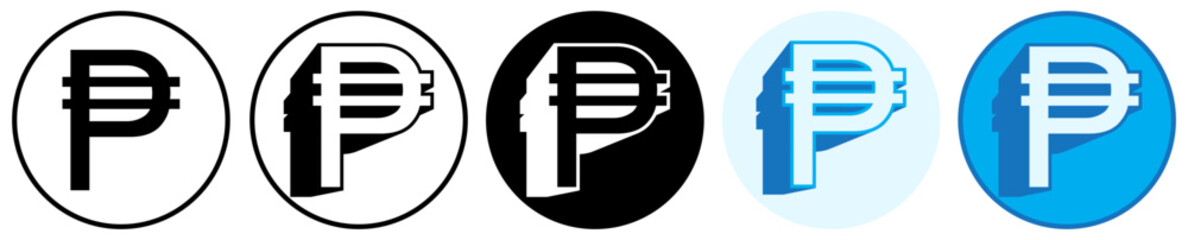 Set trendy Peso Symbol icon currency pictogram vector illustration