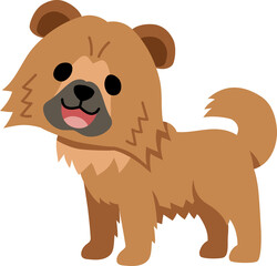 Cartoon character smiling chow chow dog for design.