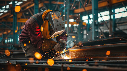 Close-up of workers welding in a workshop