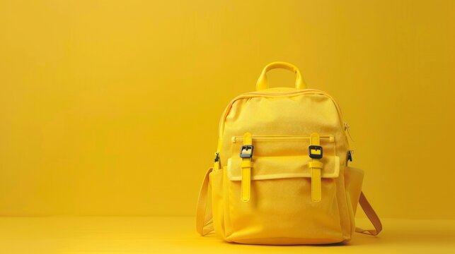 school bag on yellow background