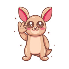 cute kangaroo animal character mascot with ok sign hand gesture isolated cartoon