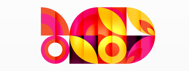 Obraz premium Circles and petals. Geometric beautiful abstract minimal template for Wallpaper, Banner, Background, Card, Book Illustration, landing page