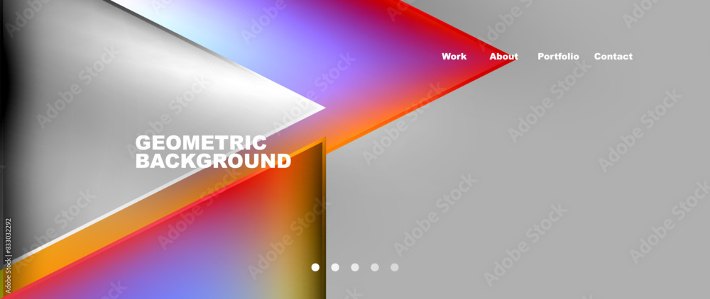 Poster flowing bright neon gradients geometric abstract background with triangles and lines. fluid color pa