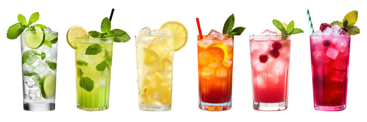 Summer cocktail png cut out element set