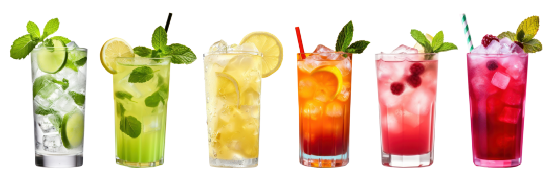Summer cocktail png cut out element set