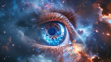 Eye of universe made of stars clouds and galaxies, generative ai