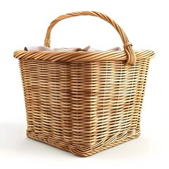 Obraz premium of Isolated Wicker Laundry Basket on White Background