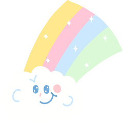 clounds with rainbow. cute cartoon for kids