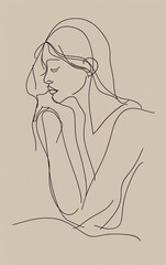 Simple Minimalist Outline of a Woman Figure in Art