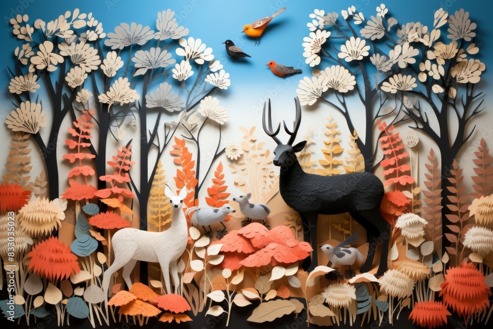 Wall mural Local wildlife - Generative AI