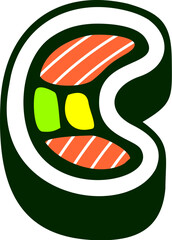 Sushi Roll Rice Letter Alphabet Vector Element